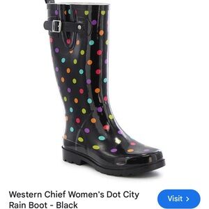 Western Chief Women's Multicolor Dot Rain Boots - Black